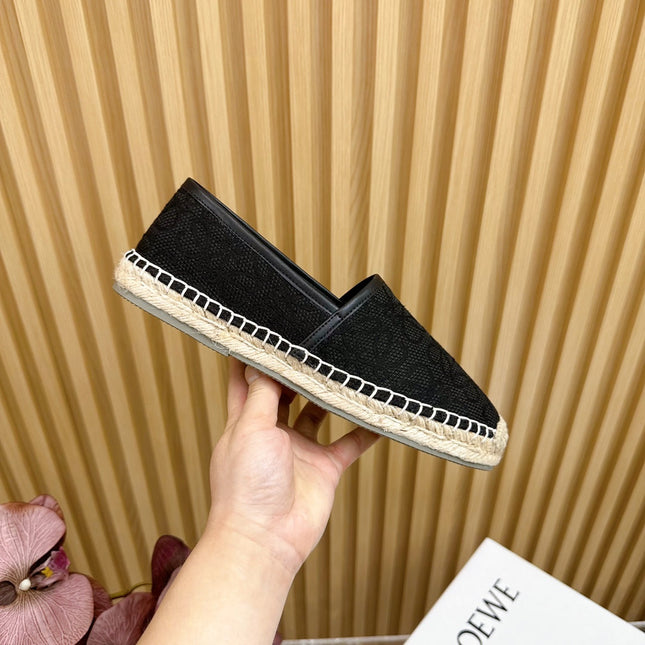LW ANAGRAM ESPADRILLE LOAFER BLACK LINEN