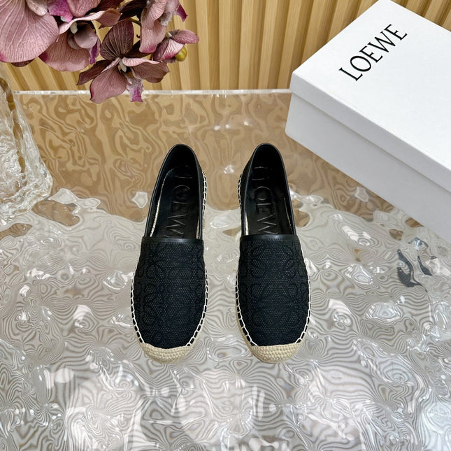 LW ANAGRAM ESPADRILLE LOAFER BLACK LINEN