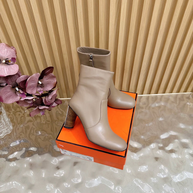 HM 25S ANKLE BOOTS 70 MM IN DUSTY BEIGE LAMBSKIN