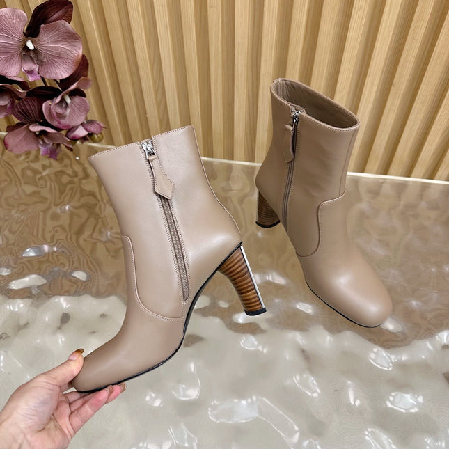 HM 25S ANKLE BOOTS 70 MM IN DUSTY BEIGE LAMBSKIN