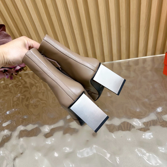 HM 25S ANKLE BOOTS 70 MM IN DUSTY BEIGE LAMBSKIN