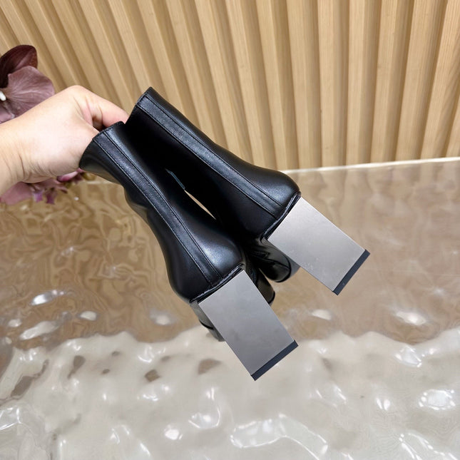 HM 25S ANKLE BOOTS 70 MM IN BLACK LAMBSKIN