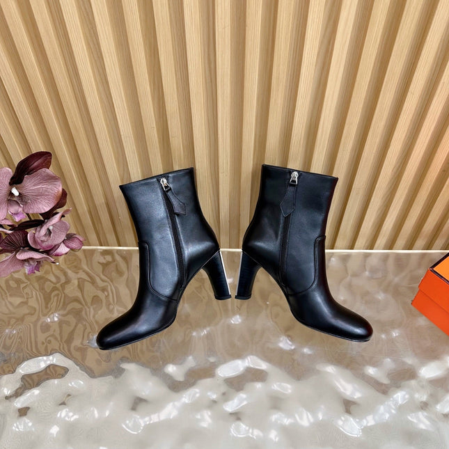 HM 25S ANKLE BOOTS 70 MM IN BLACK LAMBSKIN