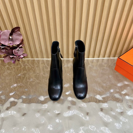 HM 25S ANKLE BOOTS 70 MM IN BLACK LAMBSKIN