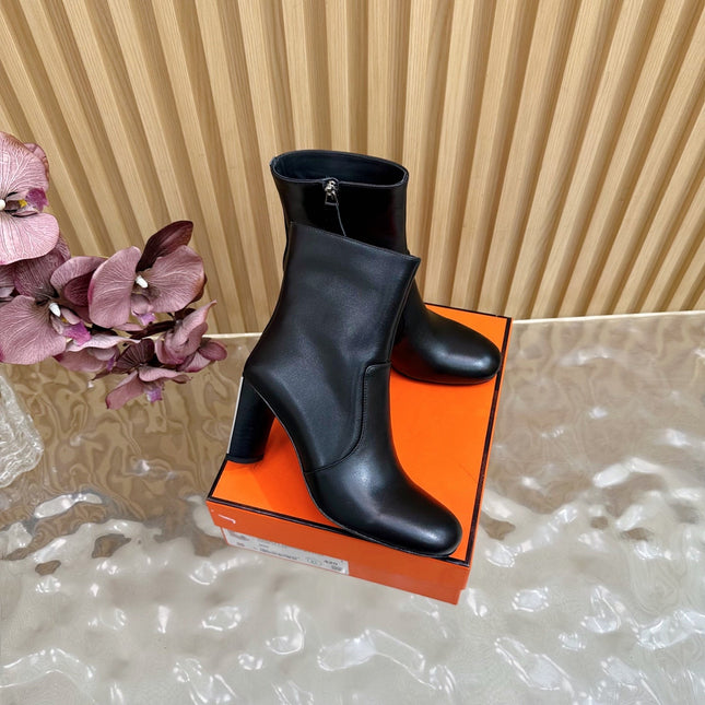 HM 25S ANKLE BOOTS 70 MM IN BLACK LAMBSKIN