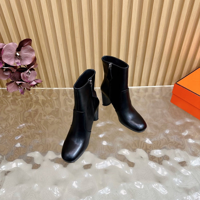 HM 25S ANKLE BOOTS 70 MM IN BLACK LAMBSKIN