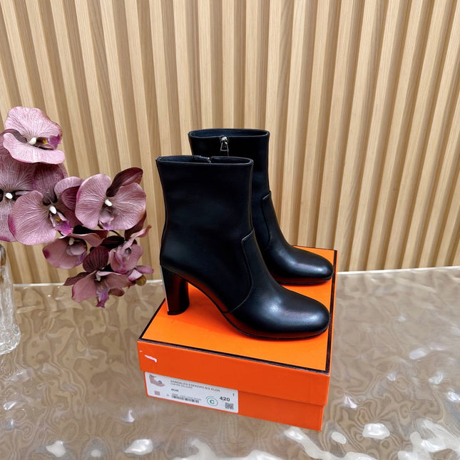 HM 25S ANKLE BOOTS 70 MM IN BLACK LAMBSKIN