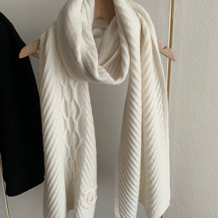 KNIT SCARF 200 CM IN WHITE CASHMERE 392882