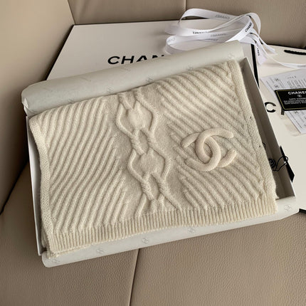 KNIT SCARF 200 CM IN WHITE CASHMERE 392882