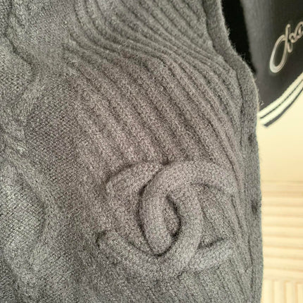 KNIT SCARF 200 CM IN BLACK CASHMERE 392883