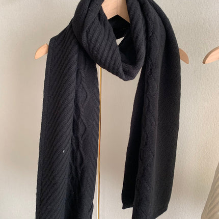 KNIT SCARF 200 CM IN BLACK CASHMERE 392883