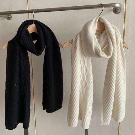 KNIT SCARF 200 CM IN BLACK CASHMERE 392883