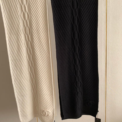 KNIT SCARF 200 CM IN BLACK CASHMERE 392883