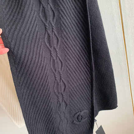 KNIT SCARF 200 CM IN BLACK CASHMERE 392883