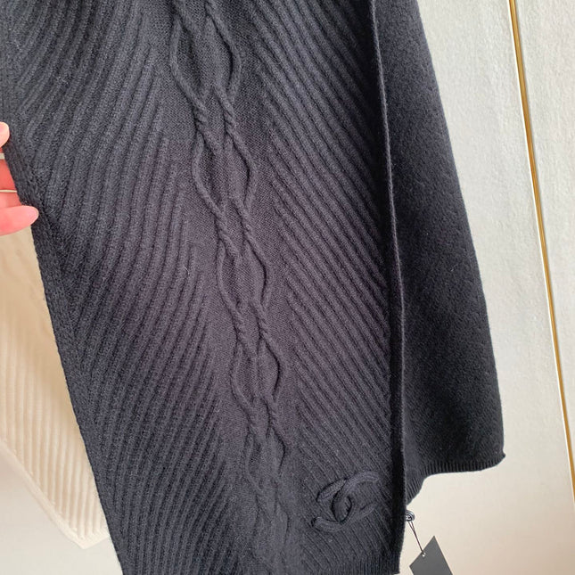 KNIT SCARF 200 CM IN BLACK CASHMERE 392883