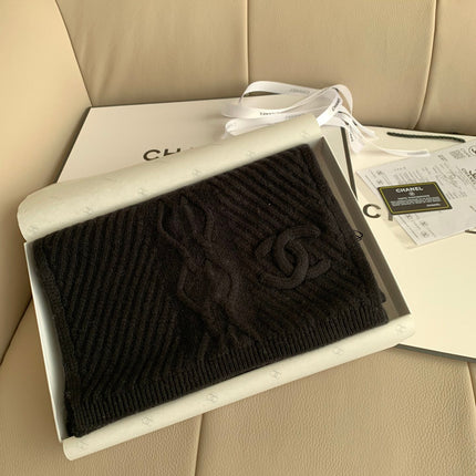 KNIT SCARF 200 CM IN BLACK CASHMERE 392883