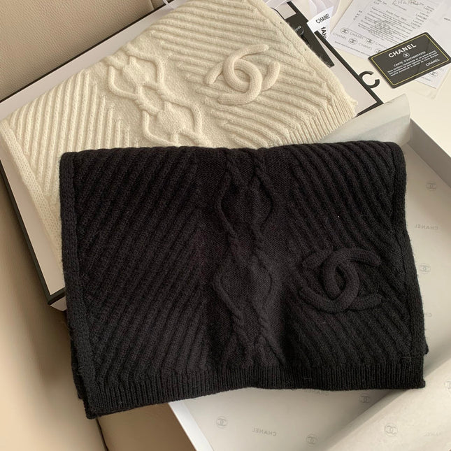 KNIT SCARF 200 CM IN BLACK CASHMERE 392883