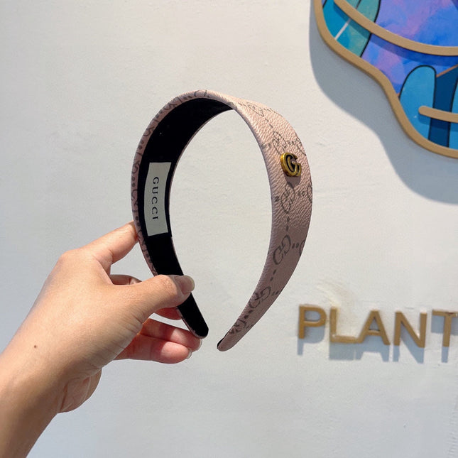 HEADBAND IN BLUSH PINK MONOGRAM PRINT LAMBSKIN 329329