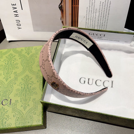 HEADBAND IN BLUSH PINK MONOGRAM PRINT LAMBSKIN 329329