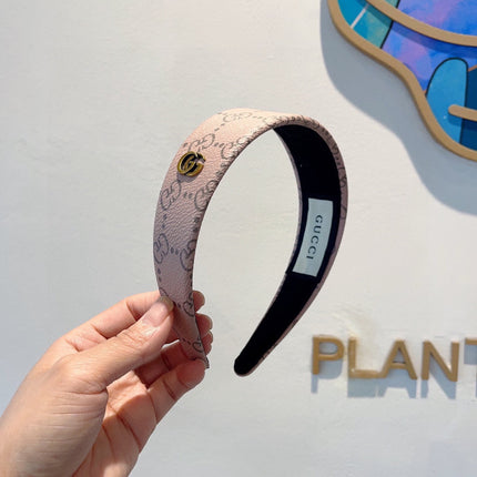 HEADBAND IN BLUSH PINK MONOGRAM PRINT LAMBSKIN 329329