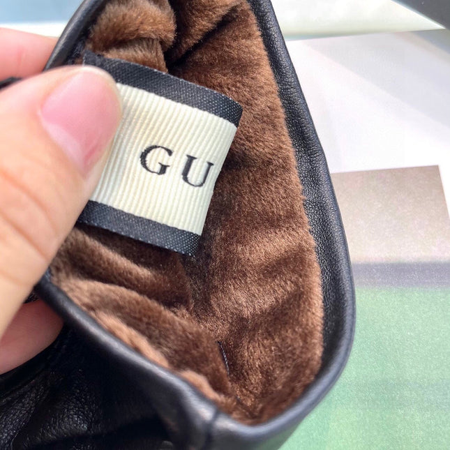 GLOVES IN BLACK LAMBSKIN AND FLEECE LINING 441830