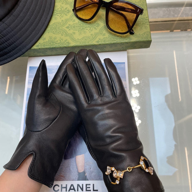 HORSEBIT GLOVES IN BLACK LAMBSKIN WITH CASHMERE LINING 454592