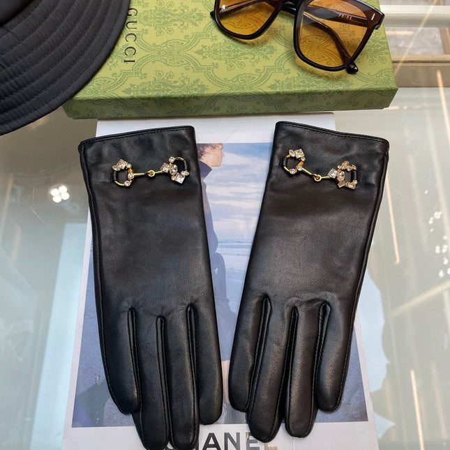 HORSEBIT GLOVES IN BLACK LAMBSKIN WITH CASHMERE LINING 454592