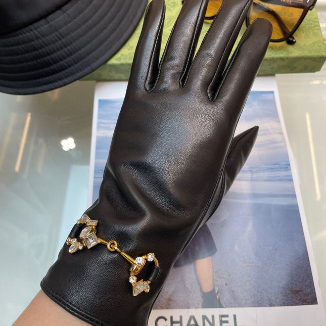 HORSEBIT GLOVES IN BLACK LAMBSKIN WITH CASHMERE LINING 454592