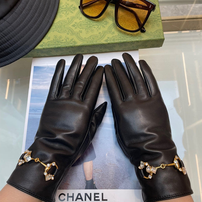 HORSEBIT GLOVES IN BLACK LAMBSKIN WITH CASHMERE LINING 454592