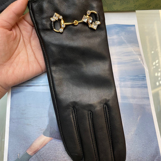 HORSEBIT GLOVES IN BLACK LAMBSKIN WITH CASHMERE LINING 454592