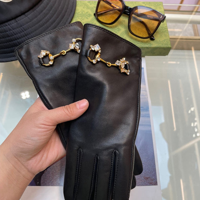 HORSEBIT GLOVES IN BLACK LAMBSKIN WITH CASHMERE LINING 454592