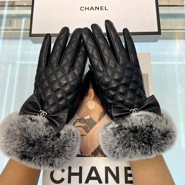 GLOVES IN BLACK LAMBSKIN WITH RABBIT FUR 463833