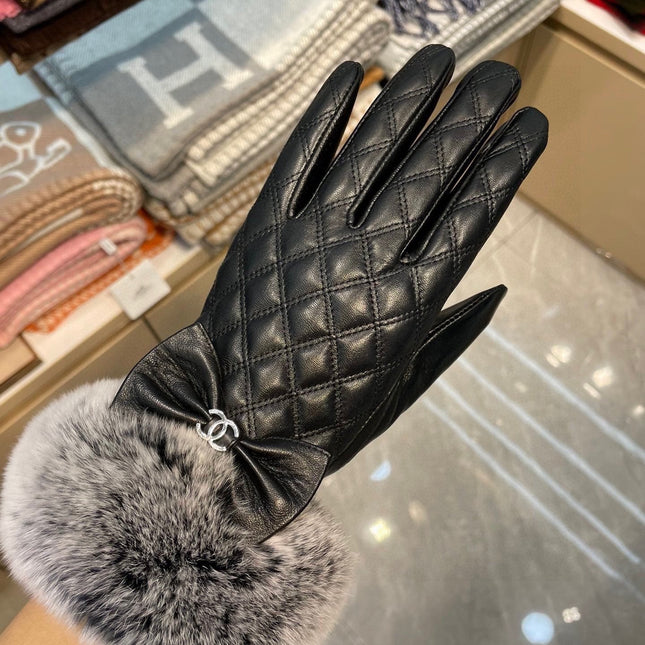 GLOVES IN BLACK LAMBSKIN WITH RABBIT FUR 463833