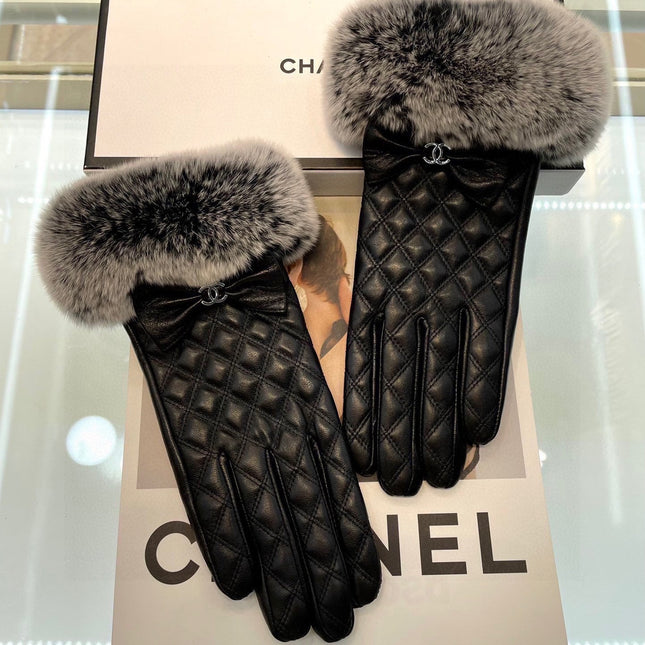 GLOVES IN BLACK LAMBSKIN WITH RABBIT FUR 463833