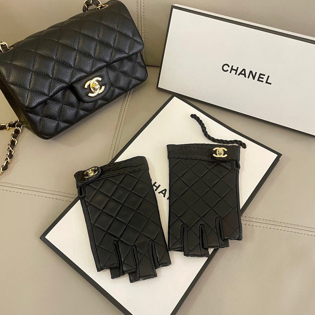 FINGERLESS GLOVES IN BLACK SHEEPSKIN 463845