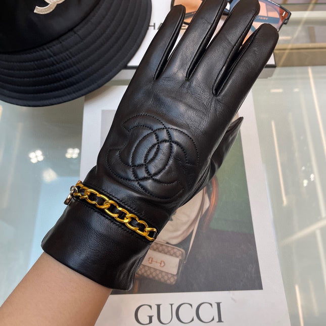 GLOVES IN BLACK LAMBSKIN GOLD HARDWARE 463837