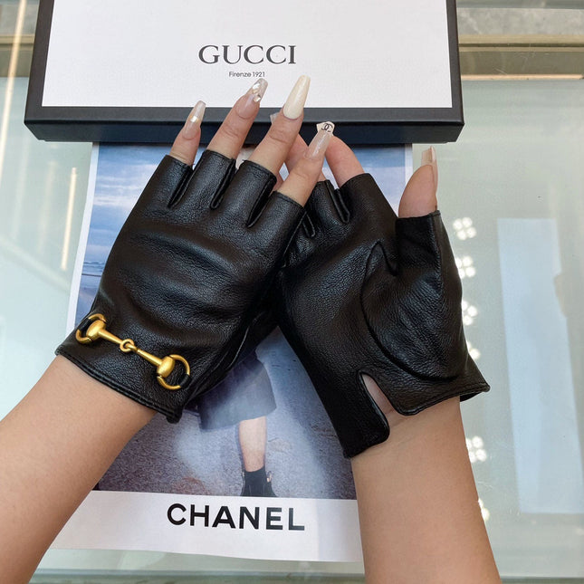 FINGERLESS GLOVES WITH HORSEBIT IN BLACK LAMBSKIN 463853