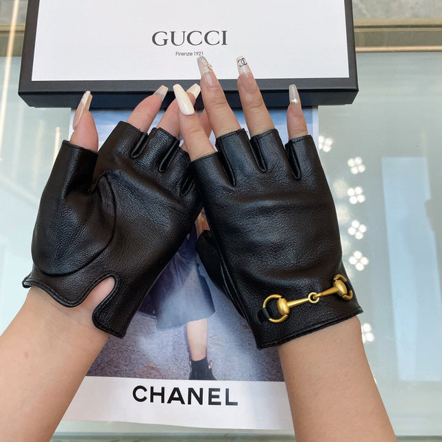 FINGERLESS GLOVES WITH HORSEBIT IN BLACK LAMBSKIN 463853