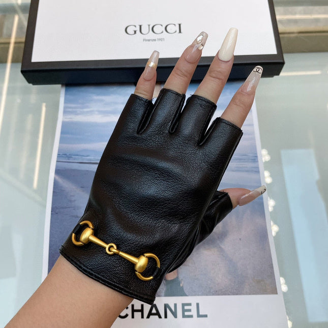 FINGERLESS GLOVES WITH HORSEBIT IN BLACK LAMBSKIN 463853