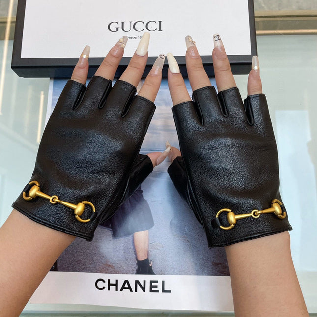 FINGERLESS GLOVES WITH HORSEBIT IN BLACK LAMBSKIN 463853