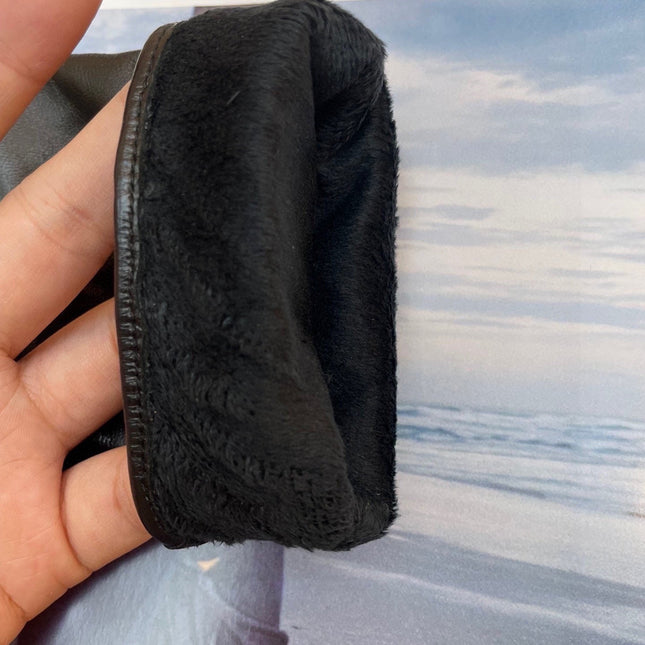 GLOVES IN BLACK LAMBSKIN AND FLEECE LINING 465050