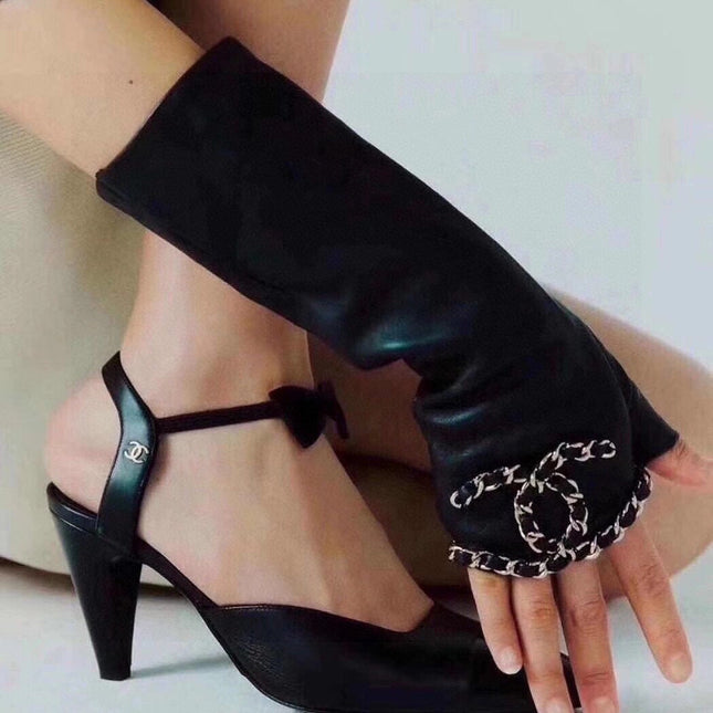 FINGERNESS GLOVES IN BLACK LAMBSKIN 465053