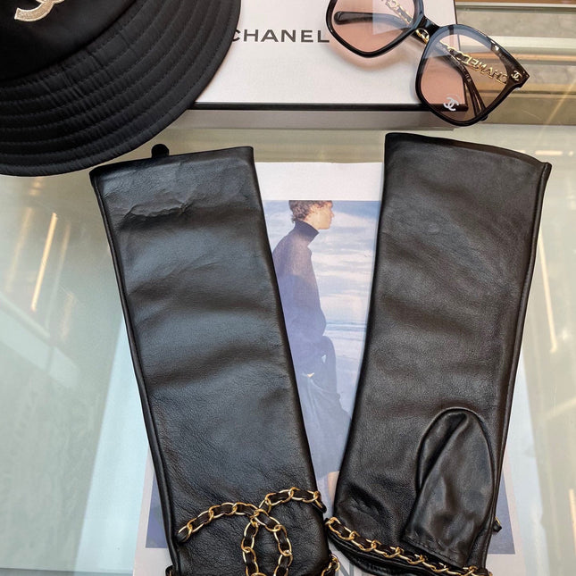 FINGERNESS GLOVES IN BLACK LAMBSKIN 465053