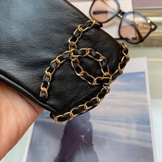 FINGERNESS GLOVES IN BLACK LAMBSKIN 465053