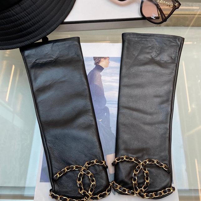 FINGERNESS GLOVES IN BLACK LAMBSKIN 465053