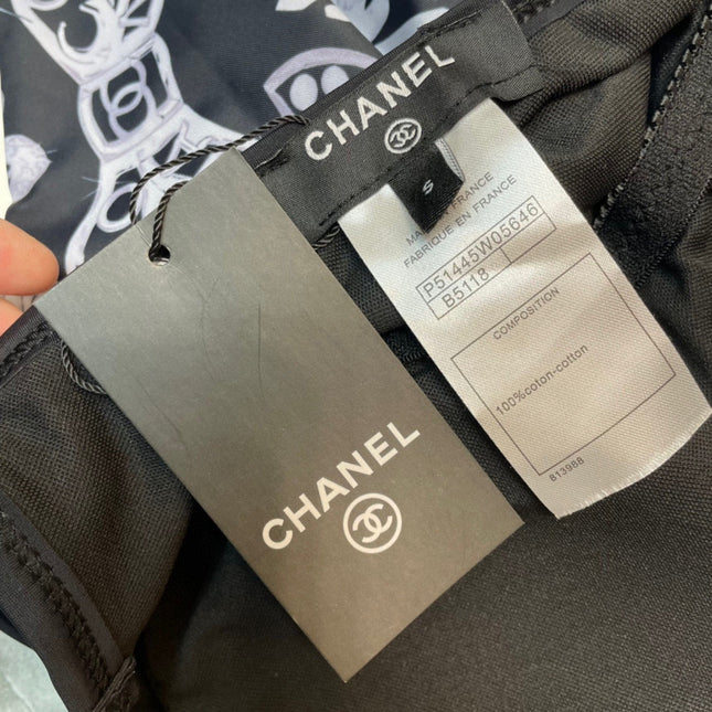 CC BIKINI SWIMSUIT SET IN BLACK AND WHITE CHARM PRINTED 581300