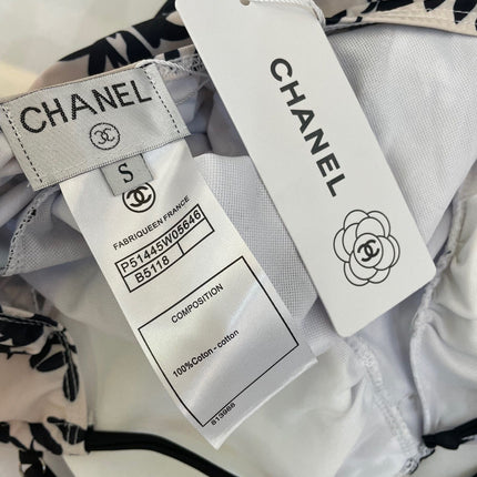 CC BIKINI SWIMSUIT SET IN IVORY WITH BLACK VELVET FLORAL EMBROIDERY 581303