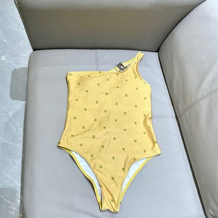 CC BIKINI SWIMSUIT SET IN YELLOW AND GREEN LOGO 593033