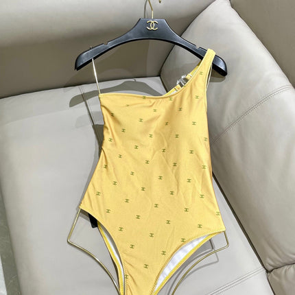 CC BIKINI SWIMSUIT SET IN YELLOW AND GREEN LOGO 593033