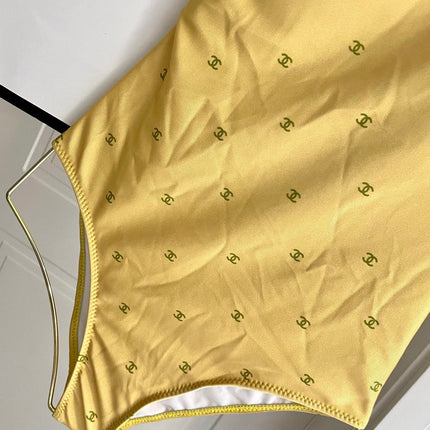 CC BIKINI SWIMSUIT SET IN YELLOW AND GREEN LOGO 593033
